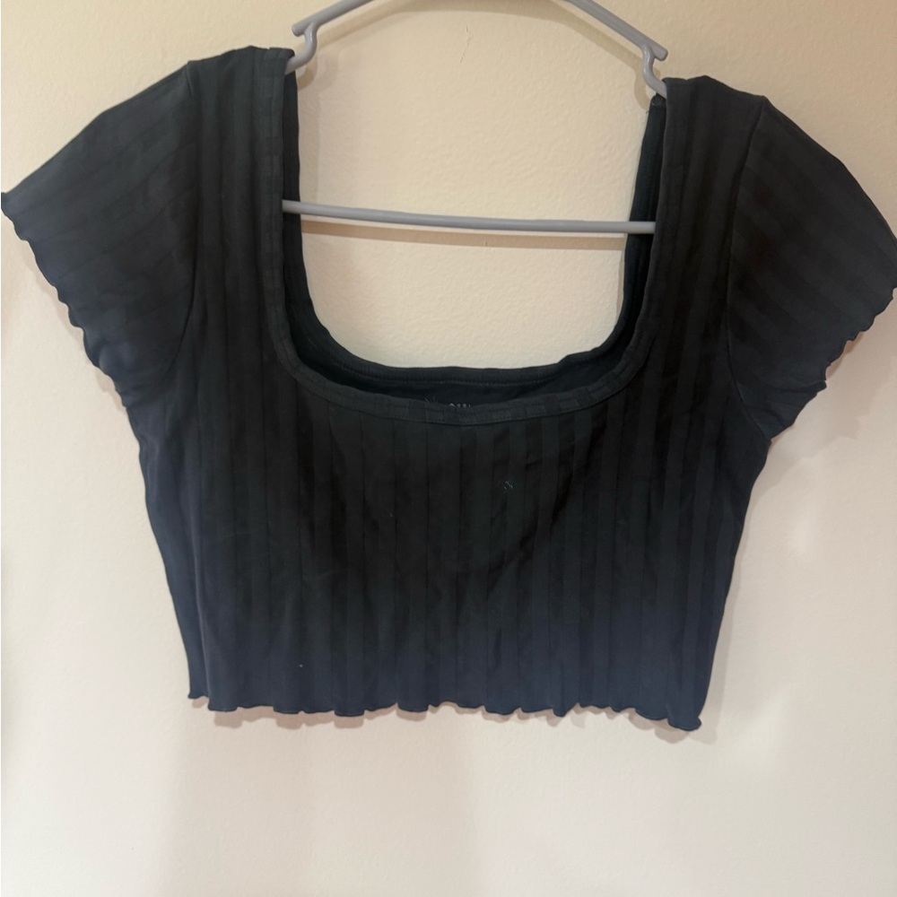 Aerie Black Ribbed Crop Top